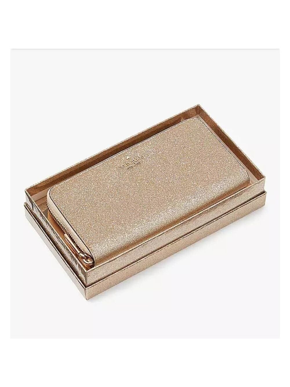 KATE SPADE ROSE GOLD LARGE CONTINENTAL WALLET SHIMMY GLITTER